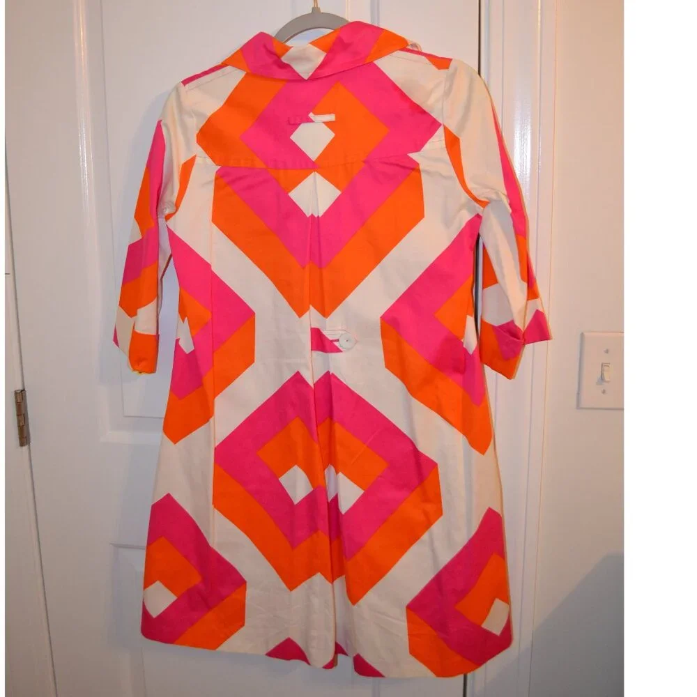 Diane von Furstenberg pink/white/orange geometric print dress - Picture 2 of 3